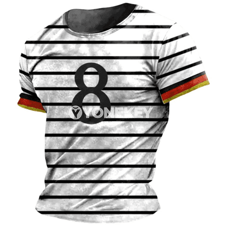 Germaniýa erkek futbolkasy, baýdakly çap, giň kesim, tomuslyk rahat model