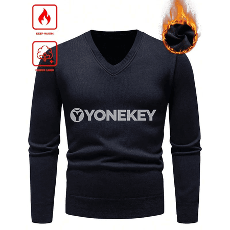 Erkekler üçin V- boýun dokalan switer, klassik fit, S-XXL