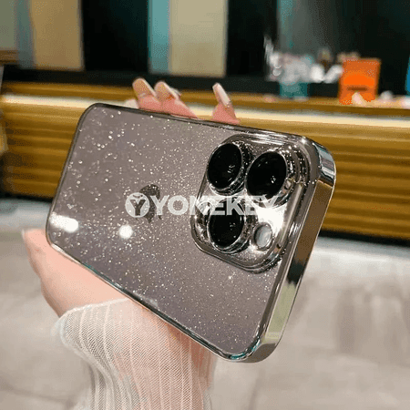 iPhone üçin glitterli açyk bumper korpus, zarba garşy
