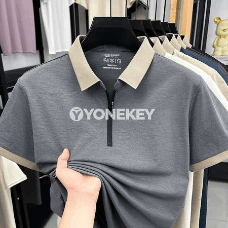 Erkekler üçin ýarym zip polo köýnek, çalt gurajak we dem alýan