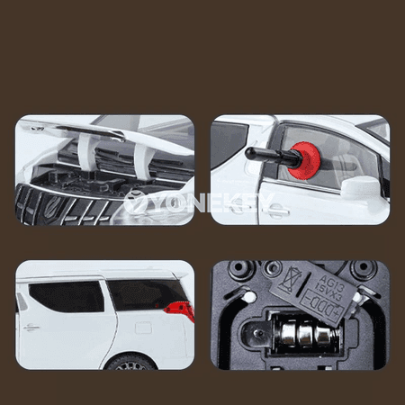 TOYOTA Alphard 1:24 metal model awtoulag, sesli‑yşykly, gapy açylýan