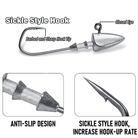 5 sany metal jig head çeňňekleri, dürli agramly balyk üçin