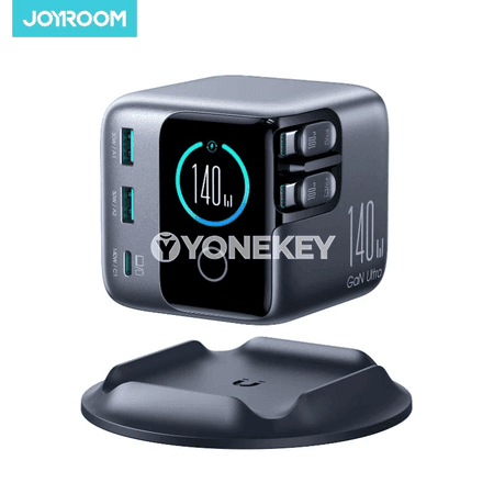 Joyroom 140W Gan desktop zarýad beriji, çekilip çykýan kabeller bilen