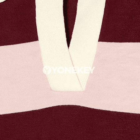 Aýallar üçin zolakly örme polo boýunly ýeňli switer