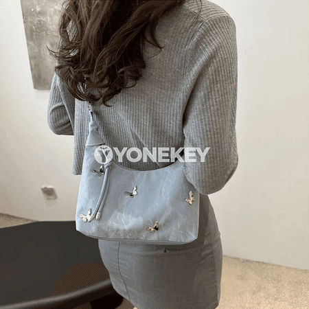 Zenanlar üçin ýeňil egin sumkasy, kebelek bezegli, gündelik model