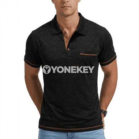 Erkekler üçin ýeňil sport polo futbolkasy, gysga ýeňli
