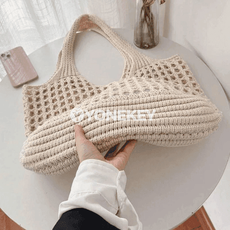 Zenanlar üçin örülen açyk large tote sumka, tomuslyk egin sumkasy