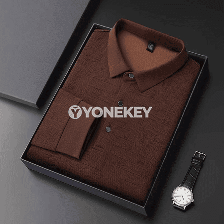 Erkekler üçin ýaz polo köýnek, uzyn ýeňli, çaply, rahat gündelik stil