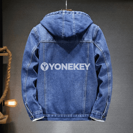 Kapýuly erkek denim penjek, gyş üçin ýyly we amatly