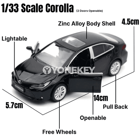 Toyota Corolla Hybrid 1:32 metal oýnawaç modeli sesli-çyra bilen