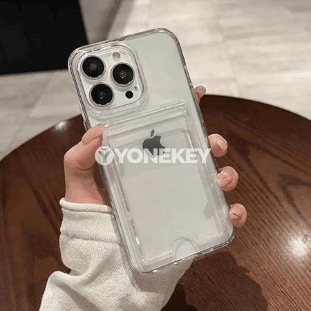 iPhone üçin açyk karta jübi funda, kartoçka saklaýjy bilen