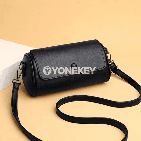 Zenanlar üçin kiçi crossbody sumka — silindr görnüşli, sade stil