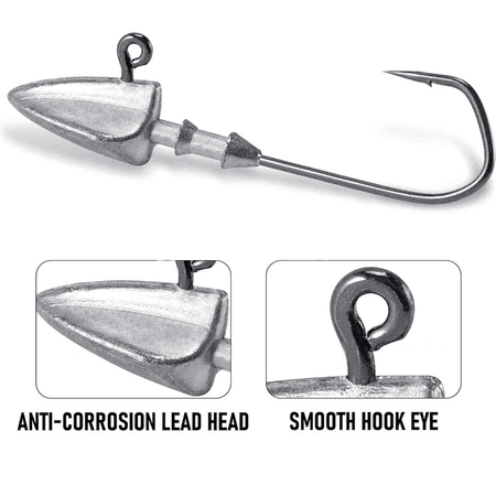 5 sany metal jig head çeňňekleri, dürli agramly balyk üçin