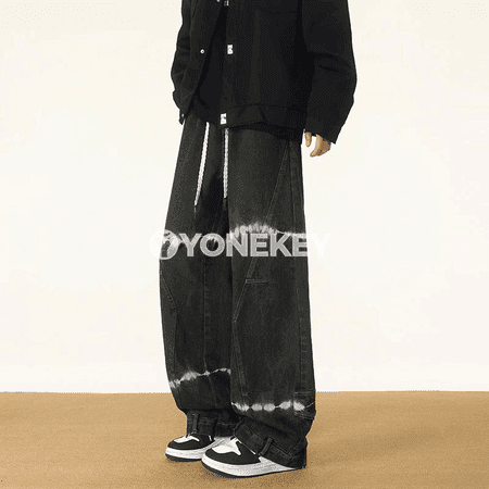 Erkekler üçin American Style pagta jeans, göni giň kesim, rahat balak