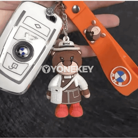 BMW üçin 3D aýy görnüşli silikon açar halkasy, awtoulag bezegi