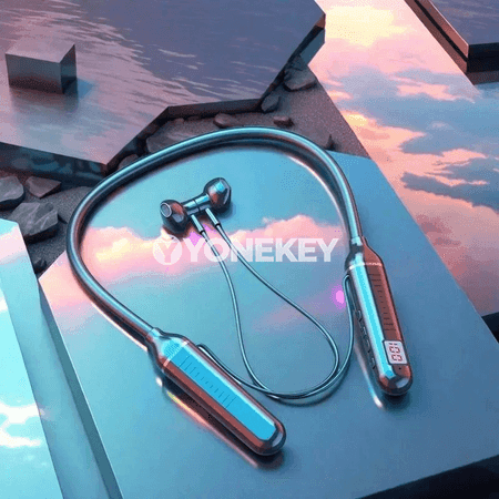 HIFI Bluetooth 5.3 simsiz boýun nauşnigi, LED ekranly, mikrofonly