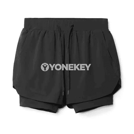 Erkekler üçin 2‑in‑1 çalt guradyjy ylgaw şorty, sport üçin