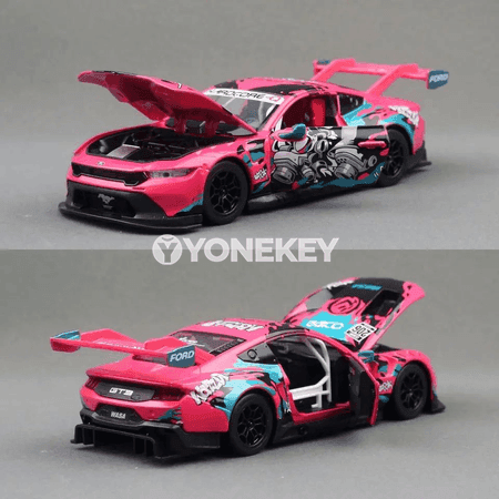 Ford Mustang GT3 1:24 metal awtoulag modeli, sesli-ýagtyly