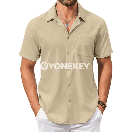 Erkekler üçin tomusky pagta köýnek, gysga ýeňli, jübili casual stil