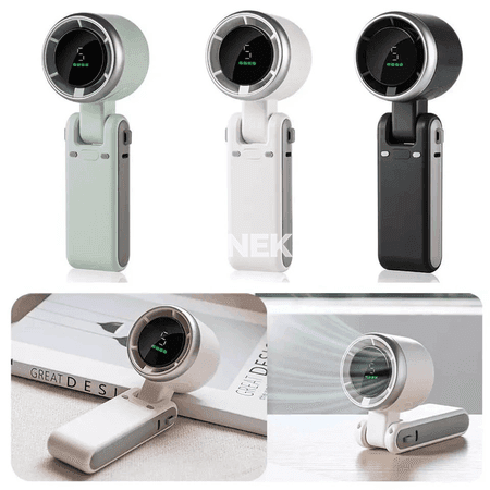 USB arkaly zarýadlanýan bukulýan mini elde göterilýän fan, LED ekranly