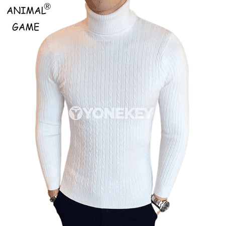 Erkekler üçin ýyly turtlenek boýunly switer, galyň, gündelik stil