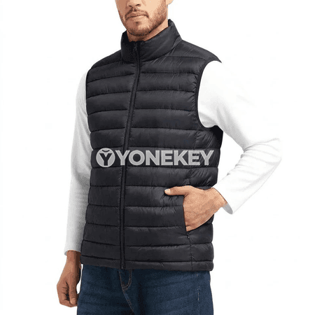 Erkekler üçin ýyly ýeňsiz ýelek, fermuarly gyş gilesti