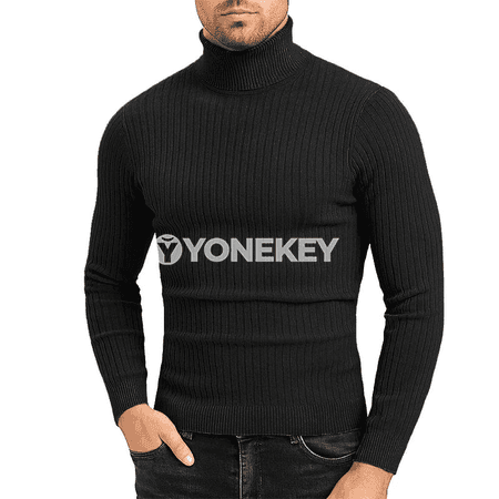Erkekler üçin ýyly turtlenekli örme switer, güýz-gyş üçin rahat görnüş