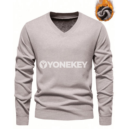 Erkekler üçin V- boýun dokalan switer, klassik fit, S-XXL