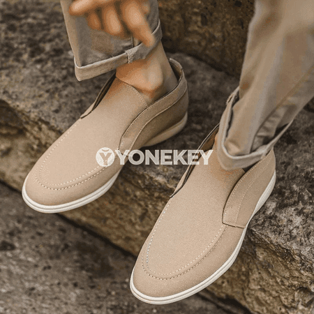 Erkekler üçin rahat slip-on loafer köwüşler, şuede görnüşli gündelik aýakgaplar