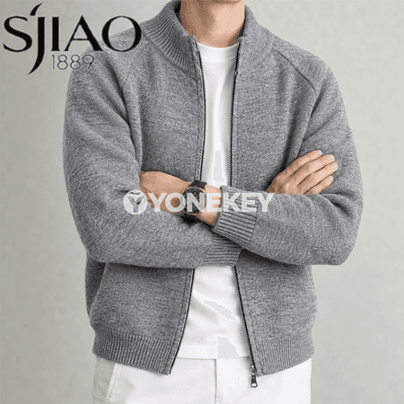 Erkekler üçin täze moda fermuarly ýüň garydyly jempir🧥