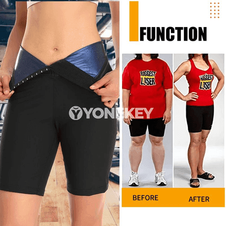 Beli şekillendiriji sauna şortlar, ýokary boýun, sport üçin