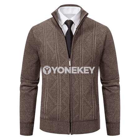 Erkekler üçin ýyly trikotaž kardigan, güýz-gyş göni boýunly jaket