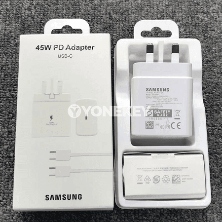 Samsung Galaxy üçin 45W UK çalt zarýad beriji adapter, Type-C kabel bilen