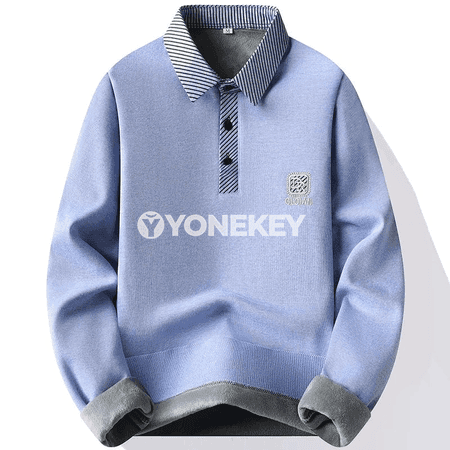 Erkekler üçin ýyly fleece switer, galstuk boýunly, sypaýy stil