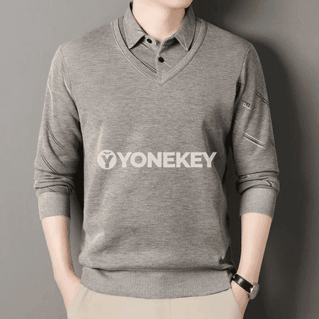 Erkekler üçin ýyly fleece polo görnüşli triko bluzka