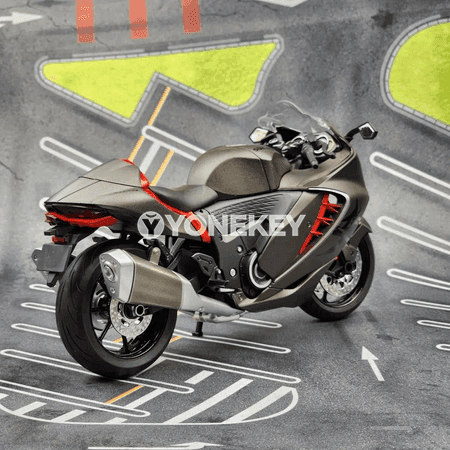 1:9 Suzuki Hayabusa metal motosikl modeli, çyraly, uly ölçegli
