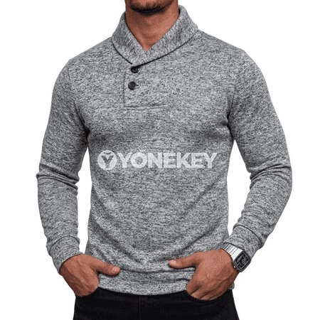 Erkekler üçin ýyly boýunly trikotaž sweatshirt, güýz-gyş üçin