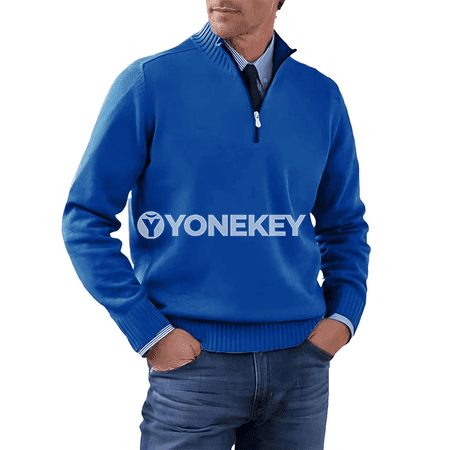 Erkekler üçin turtleneck zipli switer, güýz-gyş üçin ýyly pulower