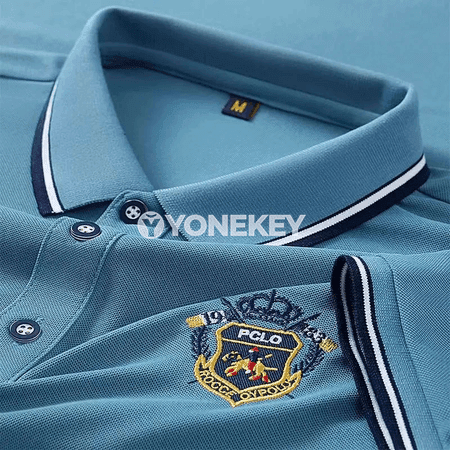 Erkekler üçin tomus nakışly polo futbolka, ýeňil we dem alýan
