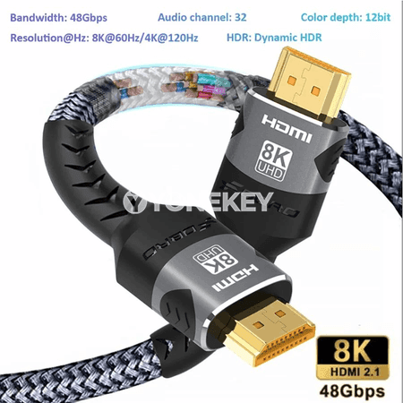 8K HDMI 2.1 kabeli, 48Gbps, ýokary tizlikli örülen HDMI sim