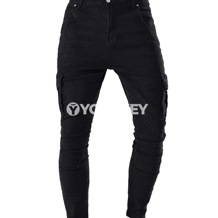 Erkekler üçin elastik slim fit cargo jeans, köp jübülü gündelik jalbar