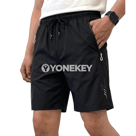 Erkekler üçin tomus sport şortigi, ýeňil, giň kesimli, rezin guşakly