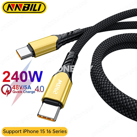 NNBILI 240W USB-C to USB-C çalt zarýad kabeli, 0.25–2 m