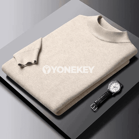 Erkekler üçin ýyladyş uzyn ýeňli switer, ýarym boýly, gündelik stil