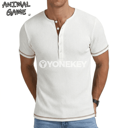 Ýazlyk henley erkek futbolkasy, ýeňil, dem alyşly, gündelik stil