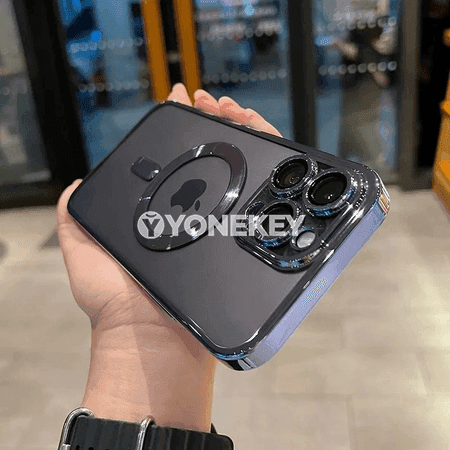 iPhone üçin açyk transparent magnitli silikon gapak, güýçli goragly