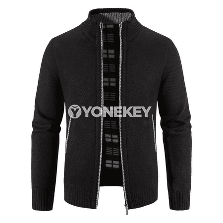 Erkekler üçin ýyly fleece penjek, fermuarly kardigan, güýz-gyş üçin amatly