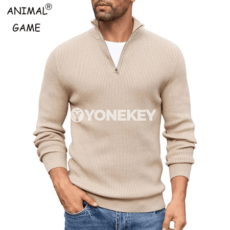 Erkekler üçin ýyly zipli turtleneck köýnek, gyş üçin ýeňil jumper