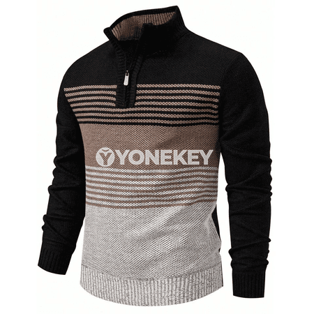 Erkekler üçin 1/4 zipper polo switer, ýeňil güýz-gyş modeli