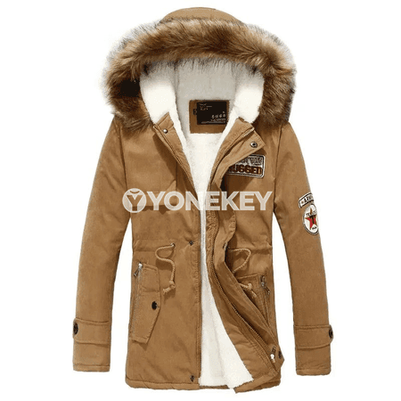 Gyş üçin ýyly erkek parka, kapýuşonly, ýumşak içlikli